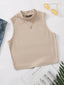 Women's & Girls Beige Solid Mock Neck Rib/Knit Sleeveless Stretchable Slim Fit Crop Tank Top Istyle Can