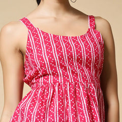Istyle Can Pink Jaipuri Cotton Printed Scoop Neck Strappy Sleeveless Top for Women My Store
