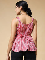 Istyle Can Peach Jaipuri Cotton Printed Scoop Neck Strappy Sleeveless Top for Women My Store
