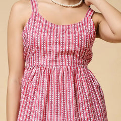 Istyle Can Peach Jaipuri Cotton Printed Scoop Neck Strappy Sleeveless Top for Women My Store