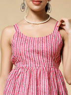 Istyle Can Peach Jaipuri Cotton Printed Scoop Neck Strappy Sleeveless Top for Women My Store