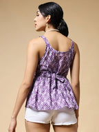 Istyle Can Purple Jaipuri Cotton Printed Scoop Neck Strappy Sleeveless Top for Women My Store