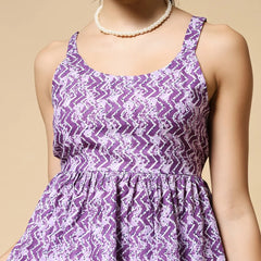 Istyle Can Purple Jaipuri Cotton Printed Scoop Neck Strappy Sleeveless Top for Women My Store