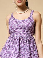 Istyle Can Purple Jaipuri Cotton Printed Scoop Neck Strappy Sleeveless Top for Women My Store