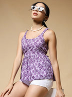 Istyle Can Purple Jaipuri Cotton Printed Scoop Neck Strappy Sleeveless Top for Women My Store