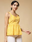 Istyle Can Mustard Jaipuri Cotton Printed Scoop Neck Strappy Sleeveless Top for Women My Store