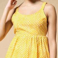 Istyle Can Mustard Jaipuri Cotton Printed Scoop Neck Strappy Sleeveless Top for Women My Store