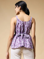 Istyle Can Purple Peacock Motif Jaipuri Cotton Printed Scoop Neck Strappy Sleeveless Top for Women My Store
