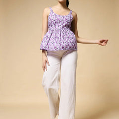 Istyle Can Purple Peacock Motif Jaipuri Cotton Printed Scoop Neck Strappy Sleeveless Top for Women My Store