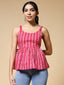 Istyle Can Pink Jaipuri Cotton Printed Scoop Neck Strappy Sleeveless Top for Women My Store