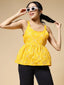 Istyle Can Bandhej Yellow Jaipuri Cotton Printed Scoop Neck Strappy Sleeveless Top for Women My Store