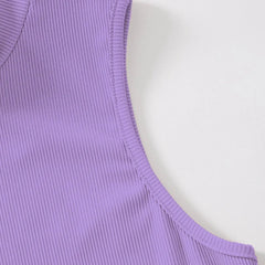 Women's & Girls Lavender Solid Mock Neck Rib/Knit Sleeveless Stretchable Slim Fit Crop Tank Top Istyle Can