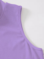 Women's & Girls Lavender Solid Mock Neck Rib/Knit Sleeveless Stretchable Slim Fit Crop Tank Top Istyle Can