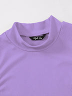 Women's & Girls Lavender Solid Mock Neck Rib/Knit Sleeveless Stretchable Slim Fit Crop Tank Top Istyle Can