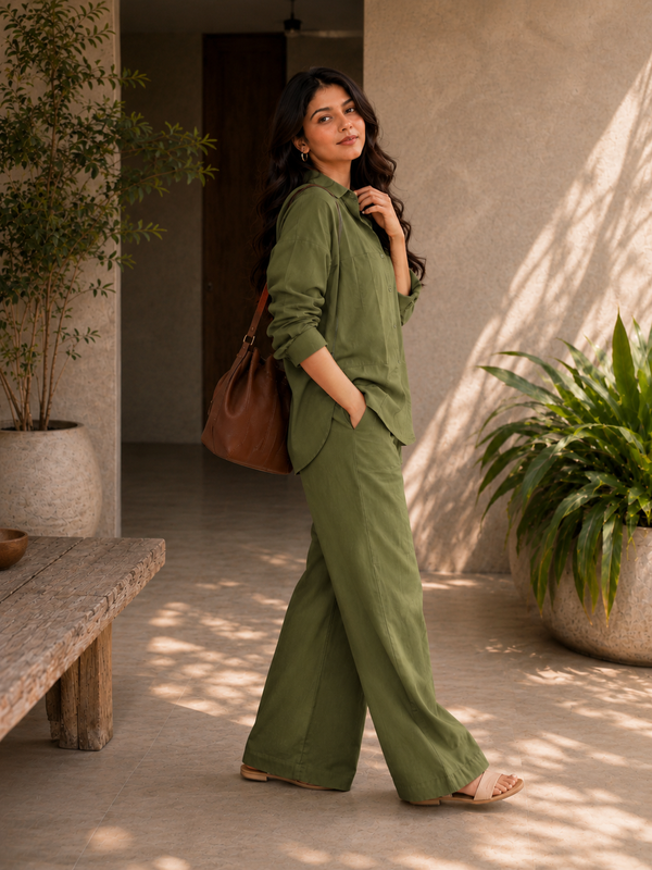 Women's Solid Cotton Co-Ord Set