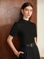 Black Women’s Slim Fit Solid Rib Knit Stretchable Top Istyle Can