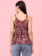 Istyle Can Maroon Sweetheart Neck Shoulder Straps Sleeveless Regular Fit Top Istyle Can