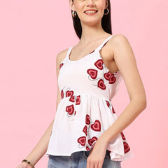 Istyle Can Sweetheart Neck White Shoulder Straps Sleeveless Regular Fit Top Istyle Can