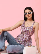 Istyle Can Onion Sweetheart Neck Shoulder Straps Sleeveless Regular Fit Top Istyle Can