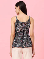 Istyle Can Black Sweetheart Neck Shoulder Straps Sleeveless Regular Fit Top Istyle Can