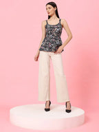 Istyle Can Black Sweetheart Neck Shoulder Straps Sleeveless Regular Fit Top Istyle Can