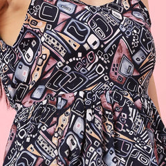 Istyle Can Navy Blue Sweetheart Neck Shoulder Straps Sleeveless Regular Fit Top Istyle Can