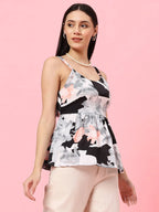 Istyle Can Black Sweetheart Neck Shoulder Straps Sleeveless Regular Fit Top Istyle Can