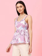 Istyle Can Lavender Sweetheart Neck Shoulder Straps Sleeveless Regular Fit Top Istyle Can