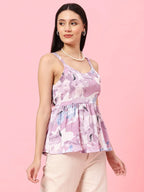 Istyle Can Lavender Sweetheart Neck Shoulder Straps Sleeveless Regular Fit Top Istyle Can