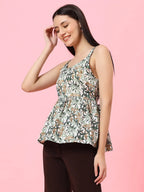 Istyle Can Grey Sweetheart Neck Shoulder Straps Sleeveless Regular Fit Top Istyle Can