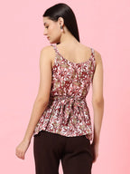 Istyle Can Maroon Sweetheart Neck Shoulder Straps Sleeveless Regular Fit Top Istyle Can