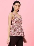 Istyle Can Maroon Sweetheart Neck Shoulder Straps Sleeveless Regular Fit Top Istyle Can