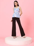 Istyle Can Sky Blue Sweetheart Neck Shoulder Straps Sleeveless Regular Fit Top Istyle Can