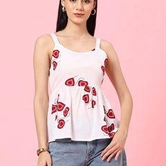 Istyle Can Sweetheart Neck White Shoulder Straps Sleeveless Regular Fit Top Istyle Can