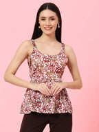 Istyle Can Maroon Sweetheart Neck Shoulder Straps Sleeveless Regular Fit Top Istyle Can