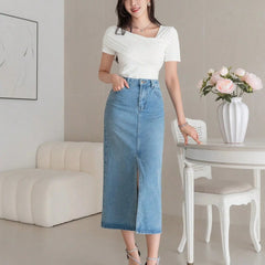 Istyle Can Women's White Ruched Asymmetrical Stretch T-Shirt Istyle Can