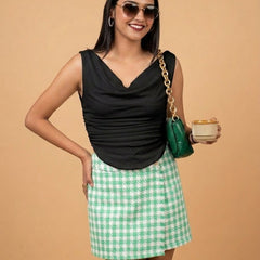 Istyle Can Black Cowl Neck Sleeveless Crop Top Front