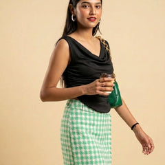 Black Cowl Neck Crop Top View 3