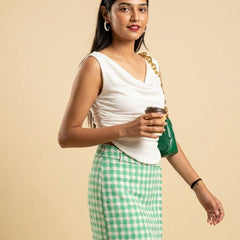 White Cowl Neck Crop Top View 2