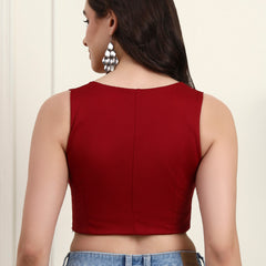 Maroon Twist Front Crop Top - Side View