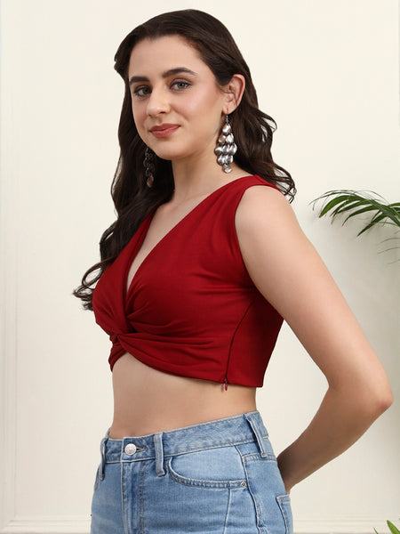 Maroon Crop Top - Look Shot