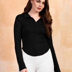 Black ribbed top front view