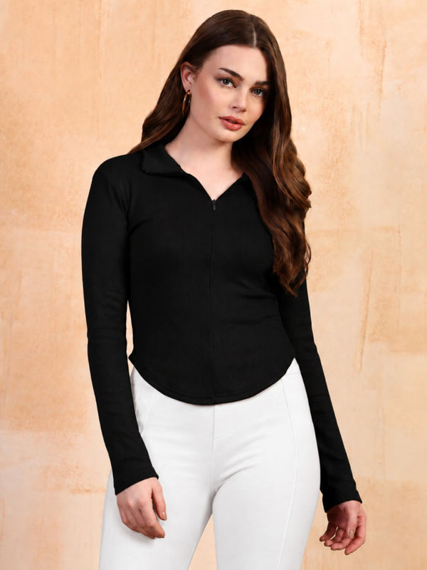 Black ribbed top front view