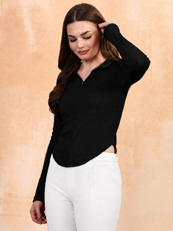 Black ribbed top view 7