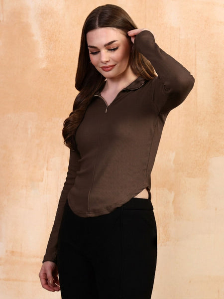 Brown ribbed top view 4
