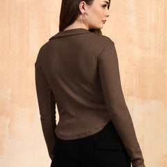Brown ribbed top view 6