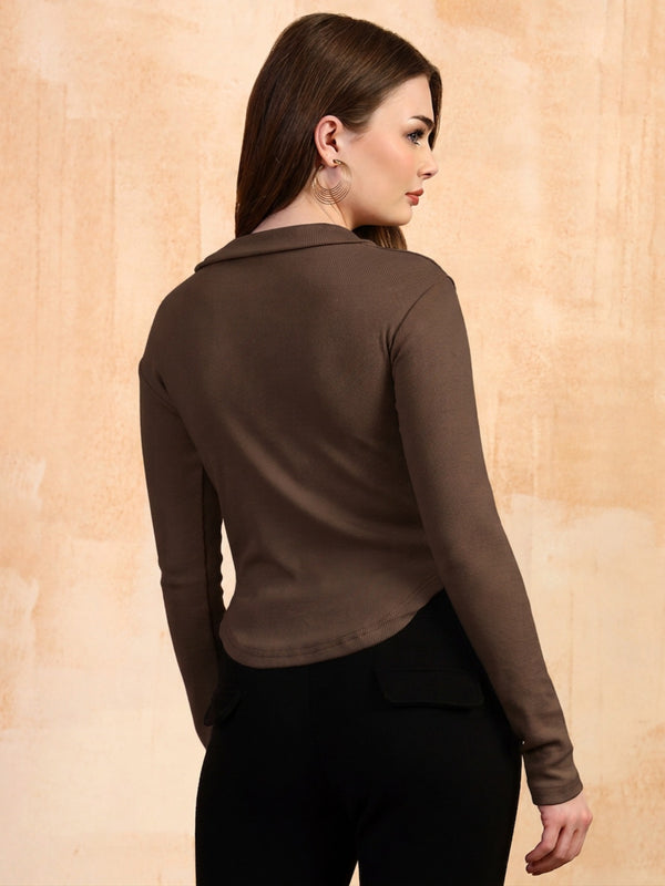 Brown ribbed top view 6