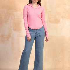 Pink ribbed top view 5