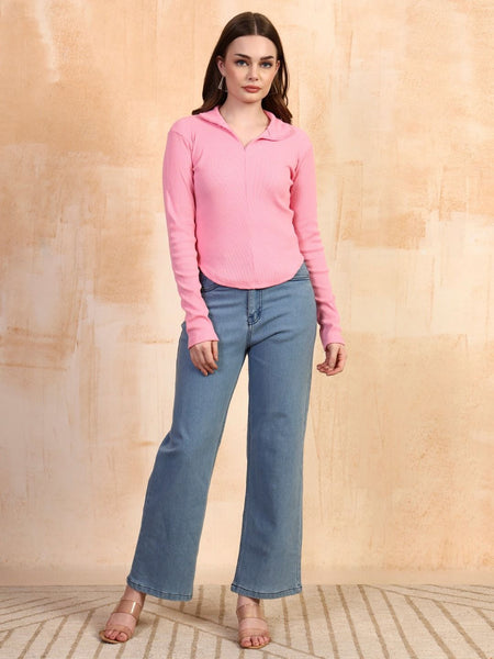 Pink ribbed top view 5