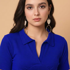 Istyle Can Royal Blue Crop Polo Top image 2